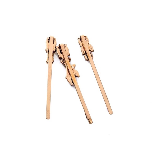 2/$35🖤 Set of 4 Vintage Style Floral Hair Clip Bobby Pins - Picture 3 of 8